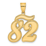 Image of 14K Yellow Gold Brushed Border Script Number 82 Pendant