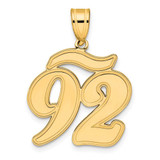 Image of 14K Yellow Gold Brushed Border Script Number 92 Pendant