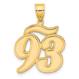 Image of 14K Yellow Gold Brushed Border Script Number 93 Pendant