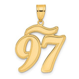 Image of 14K Yellow Gold Brushed Border Script Number 97 Pendant