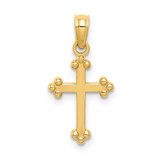 Image of 14K Yellow Gold Budded Cross Pendant C3818
