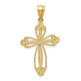Image of 14K Yellow Gold Budded Cross Pendant D3506