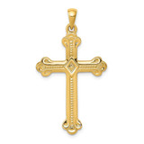 Image of 14K Yellow Gold Budded Cross Pendant XR149