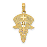 Image of 14K Yellow Gold Caduceus w/ Nurses Cap Pendant