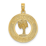 Image of 14K Yellow Gold Cancun On Round Frame w/ Palm Tree Pendant