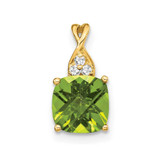 Image of 14K Yellow Gold Checkerboard Peridot and Diamond Pendant