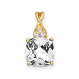 Image of 14K Yellow Gold Checkerboard White Topaz and Diamond Pendant