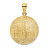 Image of 14K Yellow Gold CHICAGO Skyline On Round Disc Pendant