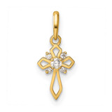 Image of 14K Yellow Gold Childrens Fancy CZ Cross Pendant
