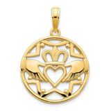 Image of 14K Yellow Gold Claddagh Circle Pendant D5236