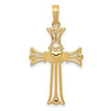 Image of 14K Yellow Gold Claddagh Cross Pendant C4243