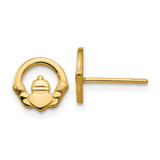 Image of 9mm 14K Yellow Gold Claddagh Post Earrings A9509
