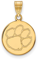 Image of 14K Yellow Gold Clemson University Medium Disc Pendant by LogoArt