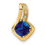 Image of 14K Yellow Gold Created Sapphire & Diamond Pendant