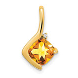 Image of 14K Yellow Gold Cushion Citrine & Diamond Pendant PM7046-CI-001-YA