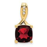 Image of 14K Yellow Gold Cushion Garnet & Diamond Pendant PM7062-GA-002-YA