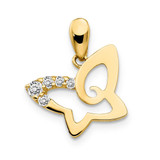 Image of 14k Yellow Gold CZ Childrens Butterfly Pendant
