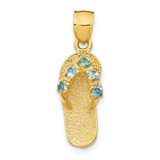 Image of 14K Yellow Gold December/CZ Simulated Birthstone Flip Flop Pendant