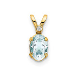 Image of 14K Yellow Gold Diamond & Aquamarine Birthstone Pendant