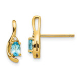 Image of 14mm 14K Yellow Gold Diamond & Blue Topaz Earrings XBS434