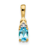 Image of 14K Yellow Gold Diamond & Blue Topaz Pendant XBS295