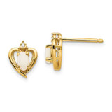 Image of 17mm 14K Yellow Gold Diamond & Opal Stud Earrings XBS504
