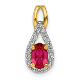 Image of 14K Yellow Gold Diamond & Oval .50ctw Ruby Pendant