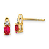 Image of 9mm 14K Yellow Gold Diamond & Ruby Earrings XBS275