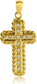 Image of 14K Yellow Gold Diamond Cross Pendant (Chain NOT included) (CM-P8585)