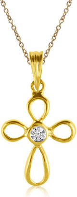 Image of 14K Yellow Gold Diamond Cross Pendant (Chain NOT included) (CM-P8588)