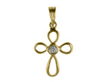 Image of 14K Yellow Gold Diamond Cross Pendant (Chain NOT included) (CM-P8588)