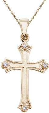Image of 14K Yellow Gold Diamond Cross Pendant (Chain NOT included) (CM-P9100)