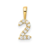 Image of 14K Yellow Gold Diamond Number 2 Pendant
