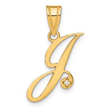 Image of 14K Yellow Gold Diamond Script Letter J Initial Pendant
