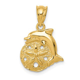 Image of 14K Yellow Gold Dolphin & Sand Dollar Pendant