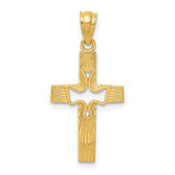 Image of 14K Yellow Gold Dove Cross Pendant REL122