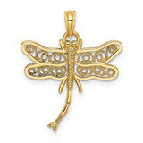 Image of 14K Yellow Gold Dragonfly w/ Beaded Filigree Wings Pendant