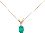 Image of 14K Yellow Gold Emerald & Diamond Oval Pendant (Chain NOT included)