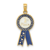 Image of 14K Yellow Gold Enamel 1st Place Ribbon Pendant