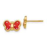 Image of 7mm 14K Yellow Gold Enameled Butterfly Stud Earrings
