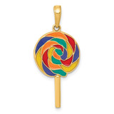 Image of 14K Yellow Gold Enameled Lollipop Pendant