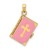 Image of 14K Yellow Gold Enameled Lords Prayer Bible Pendant