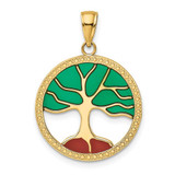Image of 14K Yellow Gold Enameled Tree Of Life Pendant