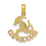 Image of 14K Yellow Gold Engraved Block Capricorn Pendant