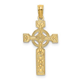 Image of 14K Yellow Gold Engraved Celtic Cross w/ Eternity Circle Pendant