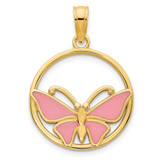 Image of 14K Yellow Gold Epoxy Butterfly Pendant