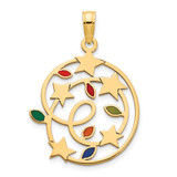Image of 14K Yellow Gold Epoxy Christmas Lights & Stars Pendant