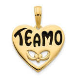 Image of 14K Yellow Gold Epoxy Te amo Heart Pendant D5104