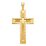 Image of 14K Yellow Gold Fancy Sandblasted Cross Pendant D5141