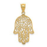 Image of 14K Yellow Gold Filigree Hamsa Pendant